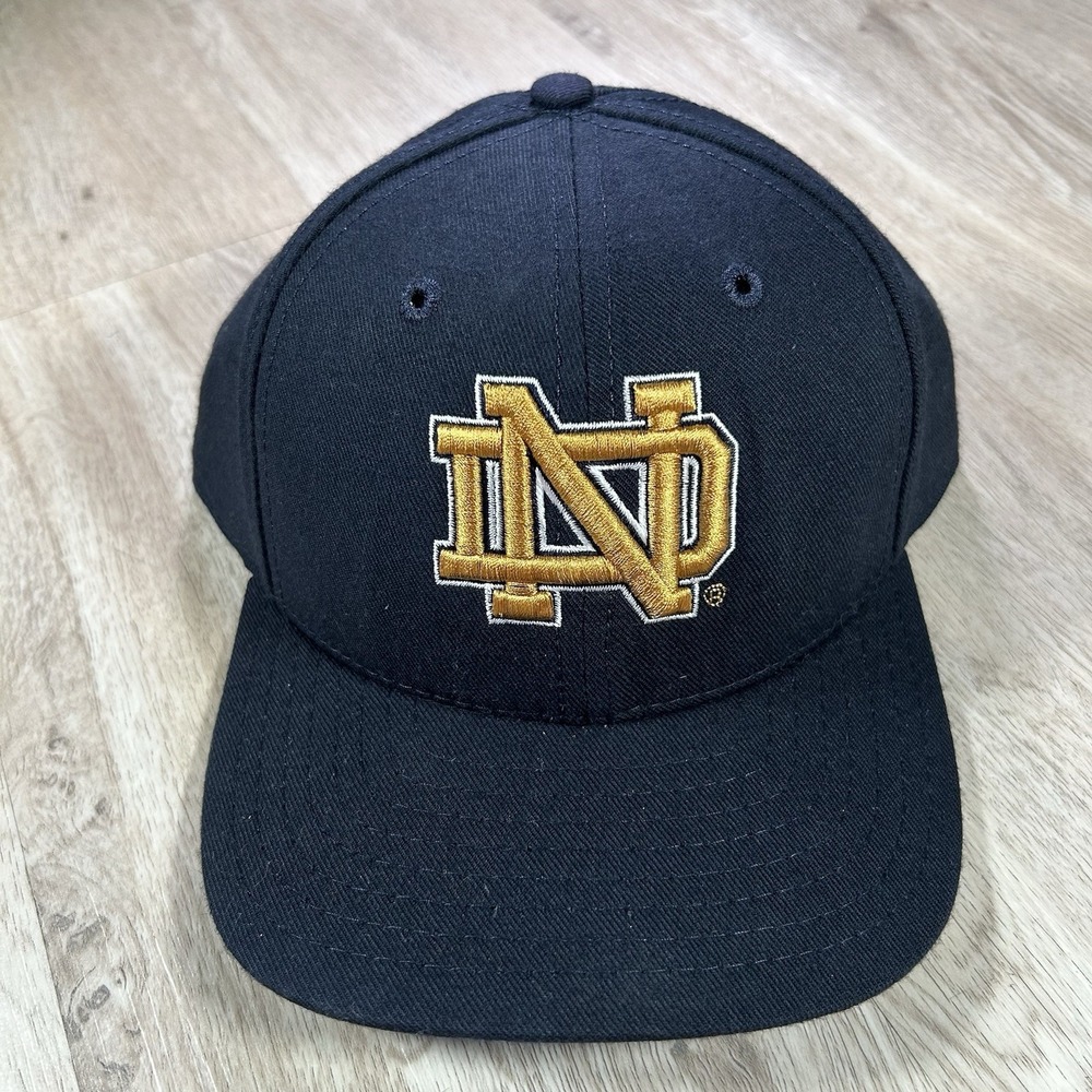 VTG Notre Dame Fighting Irish Fitted 7 1/2 Hat Legacy Blue Wool Cap Made In USA